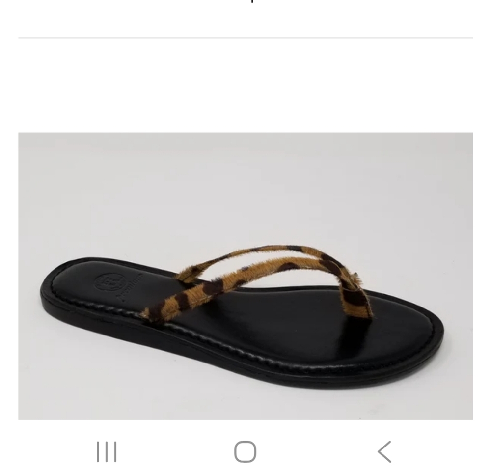 Leather Animal Print Thong Sandal